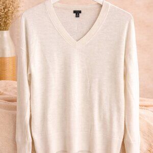 Cream V-Neck Lightweight Sweater